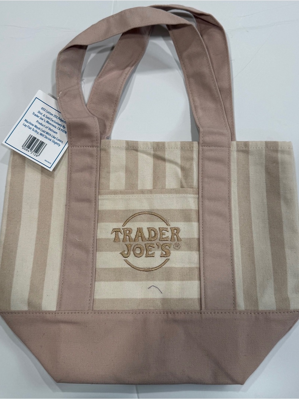 Trader Joe’s Mini Striped Canvas Tote-2026- Summer- Beige- Limited Edition - Picture 2 of 5